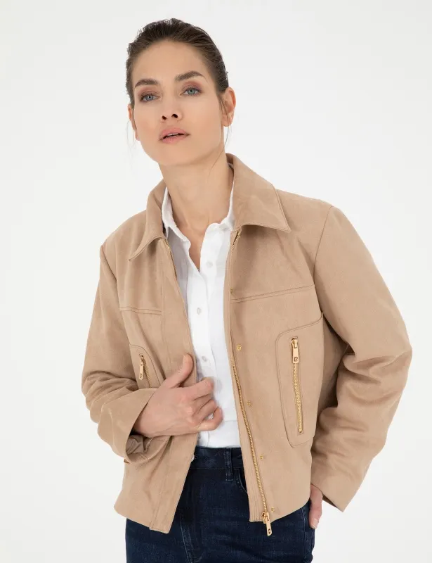 Куртка из экозамши укороченная - G022SZ0350FABIANA Куртка кож. жен. (VR011, 34)