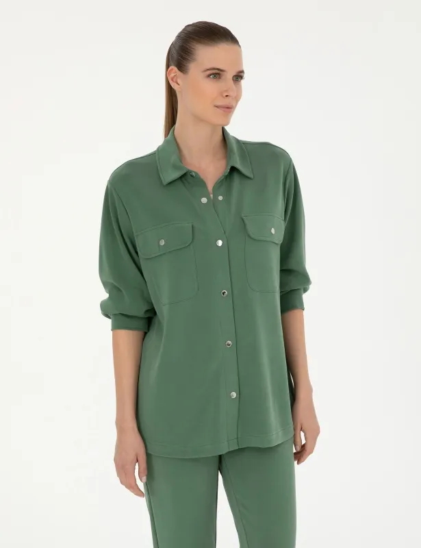 Рубашка с накладными карманами прямого кроя - G022SZ0820JUHA_C Толстовка жен. (VR054, L)