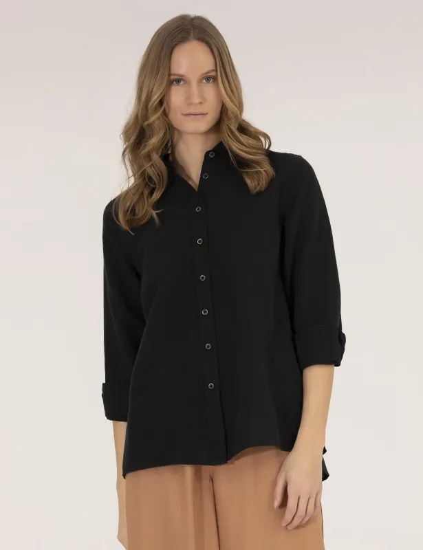 Рубашка из смеси льна и хлопка оверсайз - G022SZ0040KETO Сорочка жен. (VR046, 38)