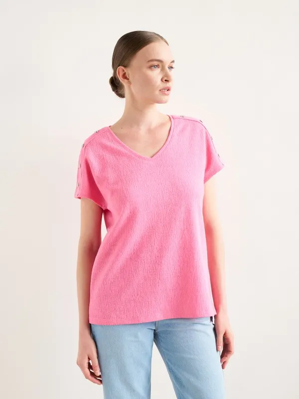 Футболка хлопковая с V-образным вырезом - G022SZ0110GEBI Футболка жен. (VR041, 2XS)
