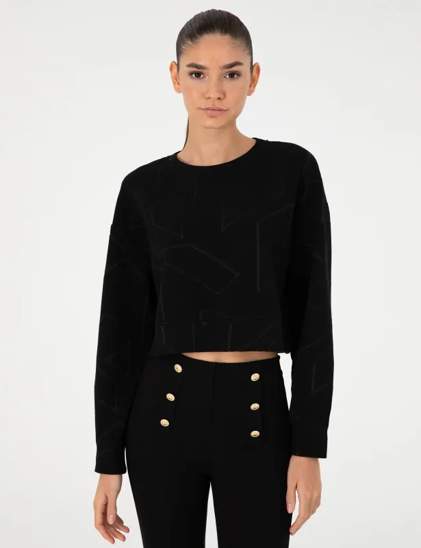 Свитшот укороченный с геометрическим узором - G022SZ0820JAYNE_S Толстовка жен. (VR046, M)