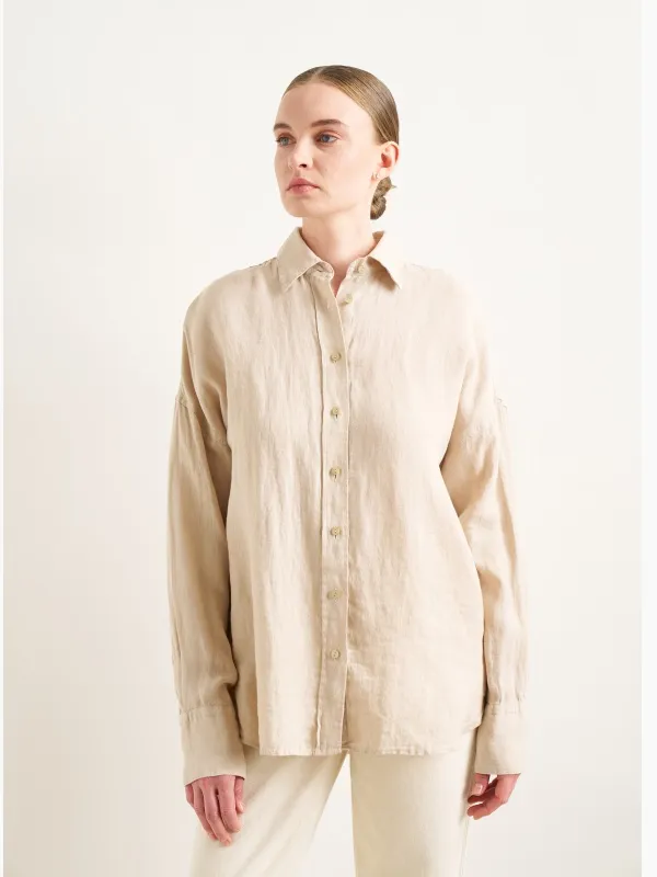 Рубашка из смеси льна и хлопка оверсайз - G022SZ0040KETO Сорочка жен. (VR085, 36)