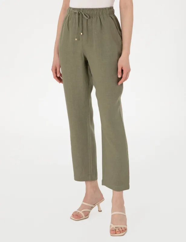 Брюки льняные на кулиске укороченные - G022SZ0780KETO_P Брюки жен. (VR027, 34)