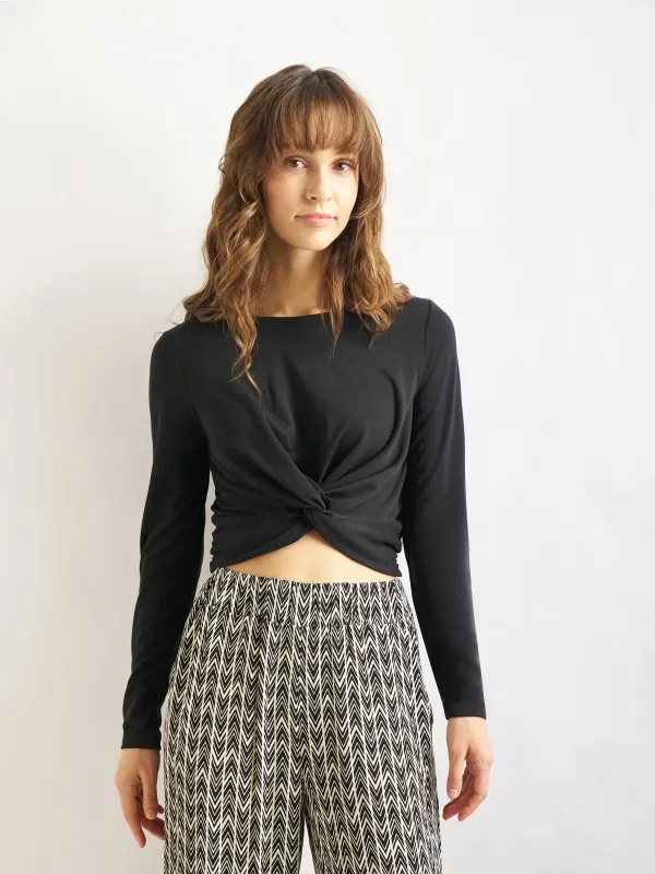 Лонгслив укороченный с драпировкой - G022SZ0110MERNO Футболка жен. (VR046, S)