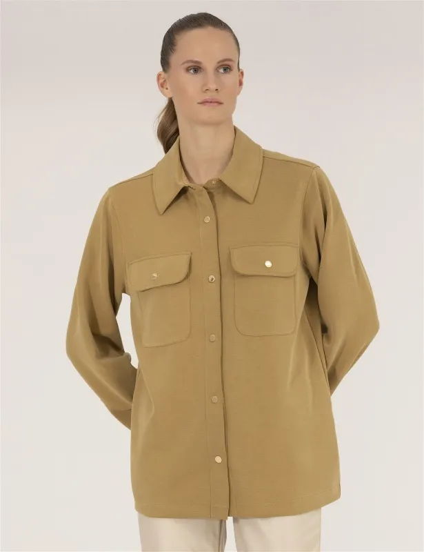 Рубашка с накладными карманами прямого кроя - G022SZ0820JUHA-C Толстовка жен. (VR235, S)