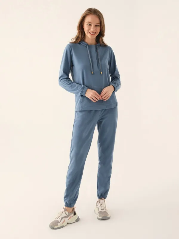 Домашний костюм со штанами и кофтой с капюшоном - G022SZ0HFTKMPC8747_S Костюм дом. жен. Бельевое изделие (VR028, L)