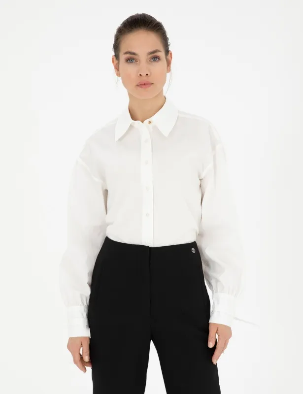 Рубашка из хлопка с рукавами-буфы прямого кроя - G022SZ0040LOREN Сорочка жен. (VR013, 32)