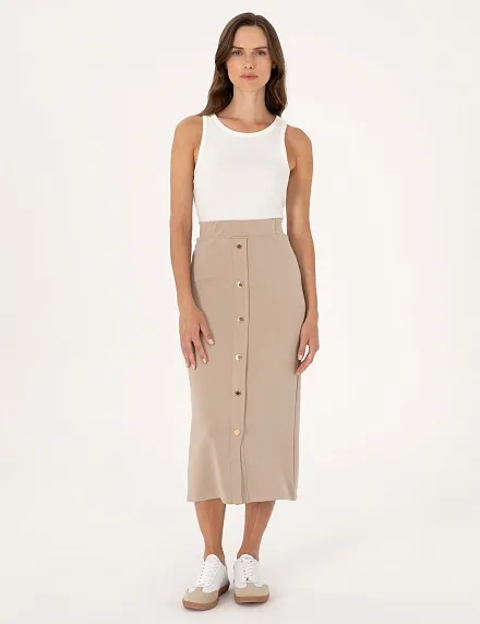 Юбка миди с декоративными пуговицами - G022SZ0OE0BEPLA_E Юбка жен. (VR085, XS)