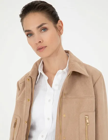 Куртка из экозамши укороченная - G022SZ0350FABIANA Куртка кож. жен. (VR011, 34)