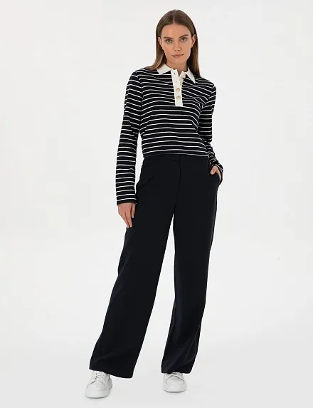 Лонгслив с отложным воротником в полоску - G022SZ0820SETHA Толстовка жен. (VR033, XS)