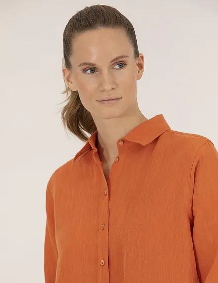 Рубашка из смеси льна и хлопка оверсайз - G022SZ0040KETO Сорочка жен. (VR222, 36)