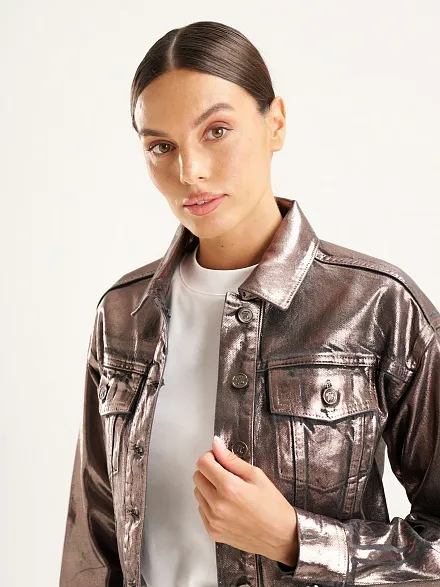 Куртка джинсовая с металлизированным эффектом - G072SZ0770R_VANCE_C Куртка джинс. жен. (VR006, 42)