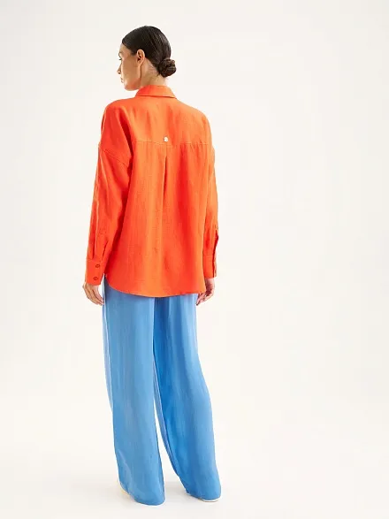 Рубашка из смеси льна и хлопка оверсайз - G022SZ0040KETO Сорочка жен. (VR239, 38)