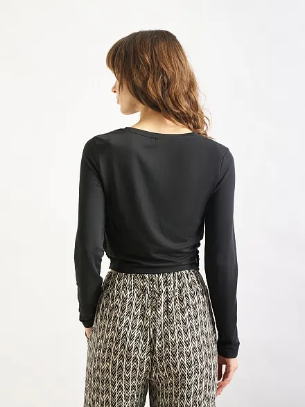 Лонгслив укороченный с драпировкой - G022SZ0110MERNO Футболка жен. (VR046, S)