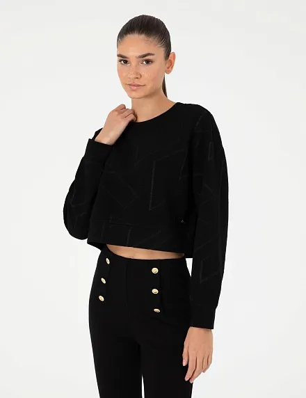 Свитшот укороченный с геометрическим узором - G022SZ0820JAYNE_S Толстовка жен. (VR046, M)