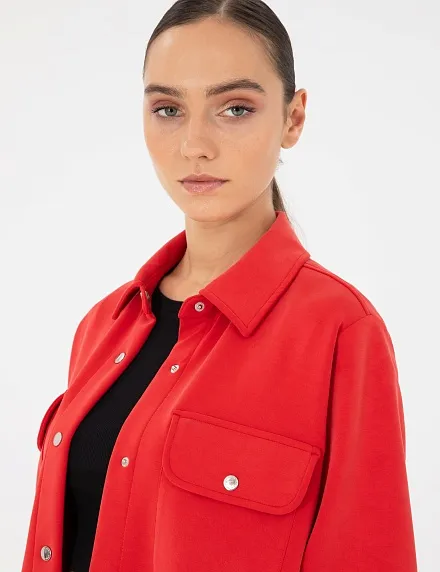 Рубашка с накладными карманами прямого кроя - G022SZ0820JUHA_C Толстовка жен. (VR030, XS)