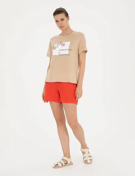 Шорты льняные на кулиске - G022SZ0310KETO-S Бермуды жен. (VR239, 32)