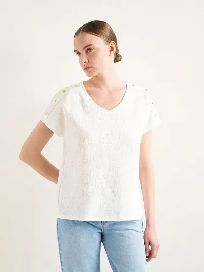 Футболка хлопковая с V-образным вырезом - G022SZ0110GEBI Футболка жен. (VR019, S)