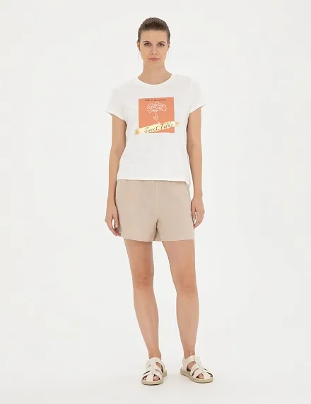 Шорты льняные на кулиске - G022SZ0310KETO-S Бермуды жен. (VR085, 34)