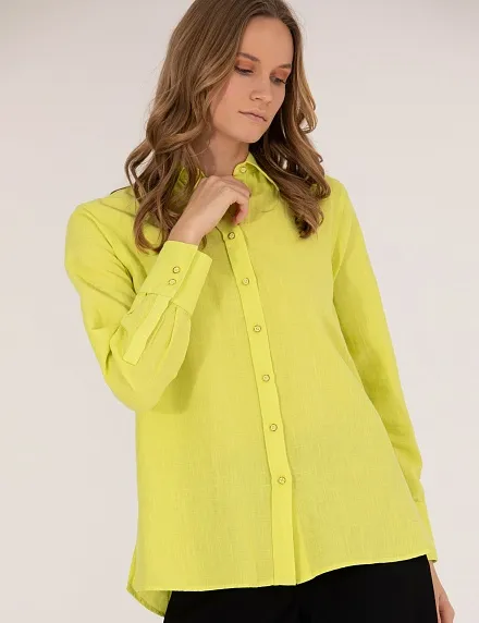 Рубашка из смеси льна и хлопка оверсайз - G022SZ0040KETO Сорочка жен. (VR232, 34)