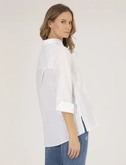 Рубашка из смеси льна и хлопка оверсайз - G022SZ0040KETO Сорочка жен. (VR013, 40)