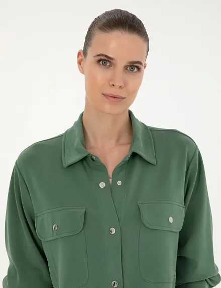 Рубашка с накладными карманами прямого кроя - G022SZ0820JUHA_C Толстовка жен. (VR054, L)