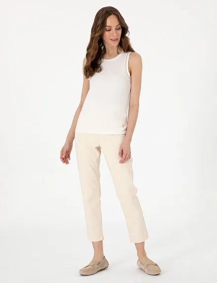 Топ из модала в рубчик с декором - G022SZ0110LAFES_25Y Футболка жен. (VR019, S)