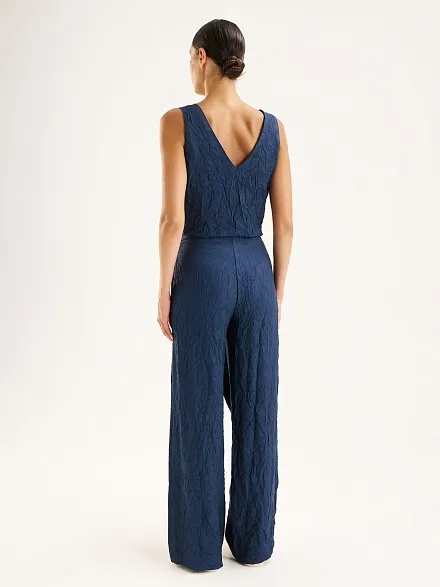 Брюки из жатой ткани асимметричного кроя прямые - G022SZ0780GRET_P Брюки жен. (VR033, 44)
