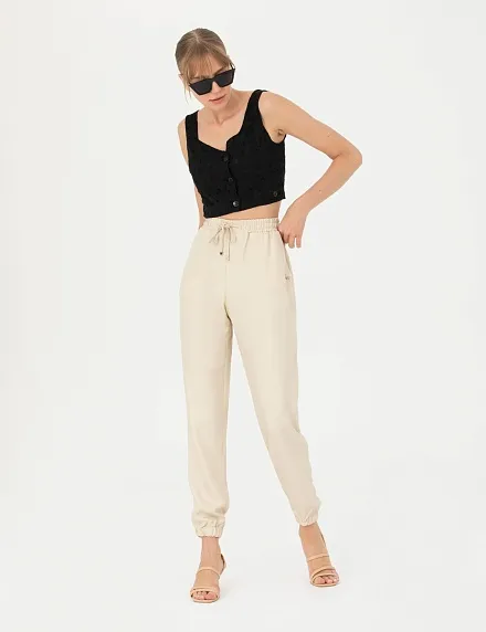 Джоггеры на кулиске зауженные - G022SZ0030NOCTU-P Брюки жен. (VR071, 42)
