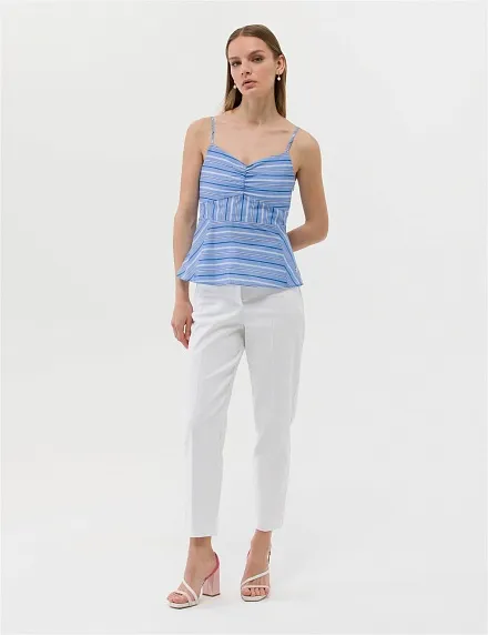 Топ из хлопка в полоску с баской - G022SZ0040MACKA Сорочка жен. (VR036, 36)