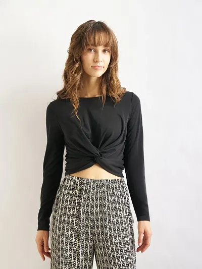 Лонгслив укороченный с драпировкой - G022SZ0110MERNO Футболка жен. (VR046, S)