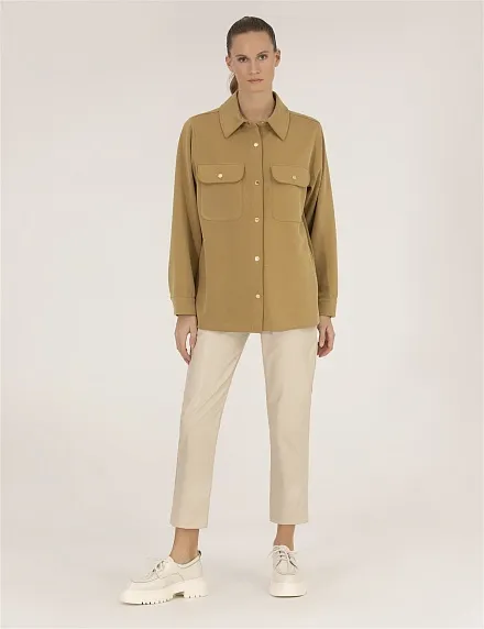 Рубашка с накладными карманами прямого кроя - G022SZ0820JUHA-C Толстовка жен. (VR235, S)