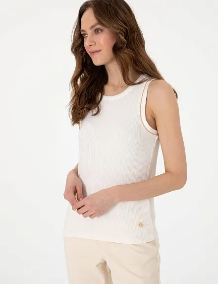 Топ из модала в рубчик с декором - G022SZ0110LAFES_25Y Футболка жен. (VR019, S)
