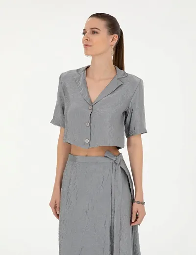 Рубашка из жатой ткани  укороченная - G022SZ0040ELEN_G Сорочка жен. (VR024, 34)