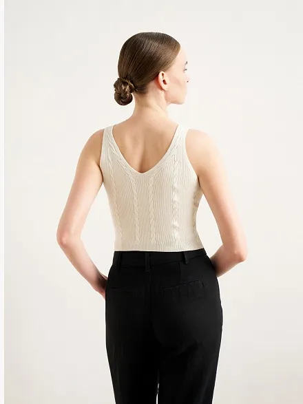 Топ вязаный с узором косы - G022SZ0TK0OZIN Кофта жен. (VR013, L)