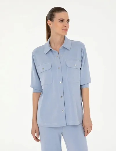 Рубашка с накладными карманами прямого кроя - G022SZ0820JUHA_C Толстовка жен. (VR249, S)
