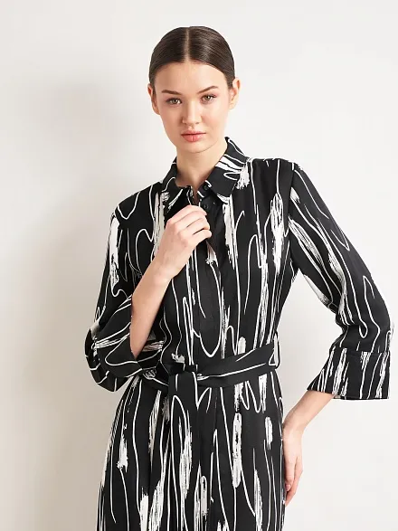 Платье-рубашка миди из лиоцелла со льном - G022SZ0320NATSA Платье жен. (VR046, 34)