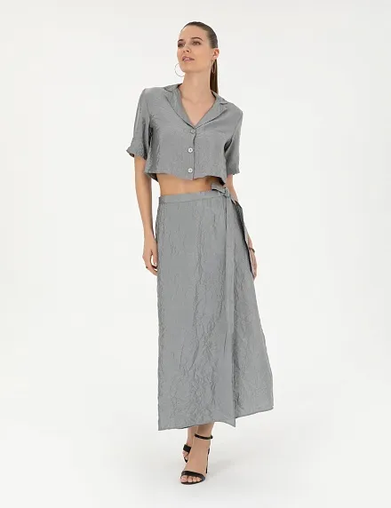 Рубашка из жатой ткани  укороченная - 