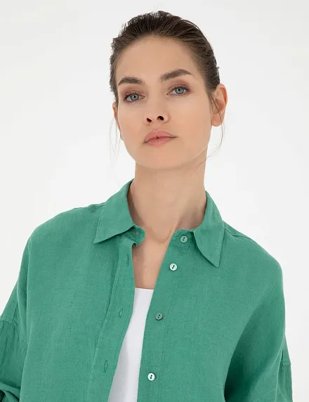 Рубашка из смеси льна и хлопка оверсайз - G022SZ0040KETO Сорочка жен. (VR054, 36)
