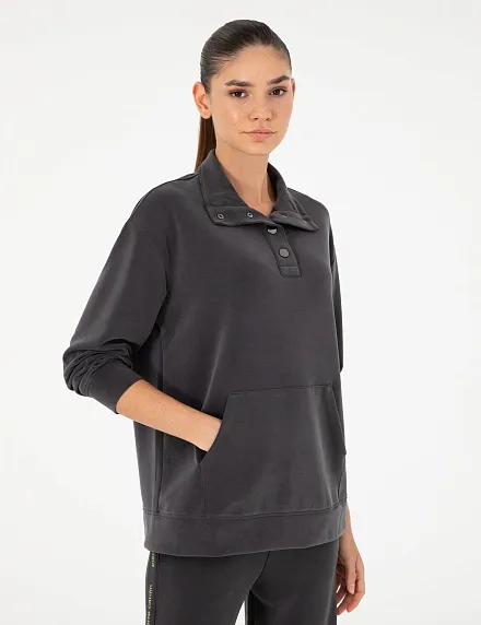 Толстовка с воротником на кнопках - G022SZ0820ALESSA_S Толстовка жен. (VR006, XS)