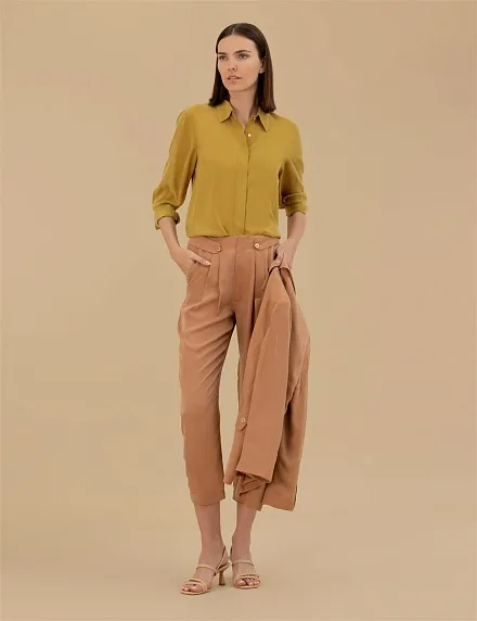 Брюки с защипами укороченные - G022SZ0030MASSI-P Брюки жен. (VR233, 40)