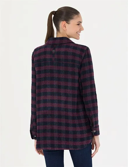 Рубашка теплая в клетку прямого кроя - G022SZ0040FLORAL Сорочка жен. (VR033, 34)