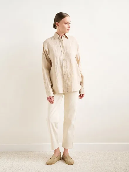 Рубашка из смеси льна и хлопка оверсайз - G022SZ0040KETO Сорочка жен. (VR085, 36)