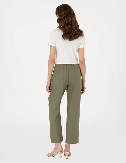 Брюки льняные на кулиске укороченные - G022SZ0780KETO_P Брюки жен. (VR027, 34)