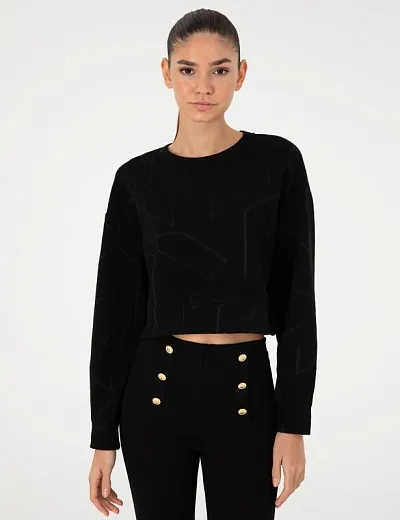 Свитшот укороченный с геометрическим узором - G022SZ0820JAYNE_S Толстовка жен. (VR046, M)