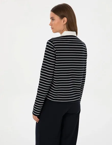Лонгслив с отложным воротником в полоску - G022SZ0820SETHA Толстовка жен. (VR033, XS)