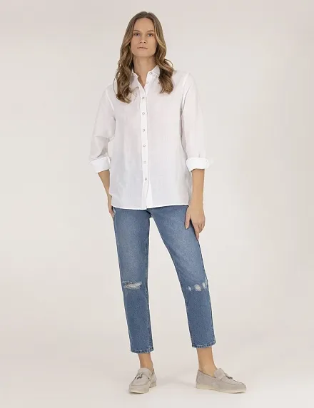 Рубашка из смеси льна и хлопка оверсайз - G022SZ0040KETO Сорочка жен. (VR013, 40)
