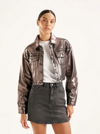 Куртка джинсовая с металлизированным эффектом - G072SZ0770R_VANCE_C Куртка джинс. жен. (VR006, 34)