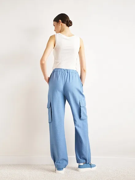 Брюки на кулиске с накладными карманами - G022SZ0780DINA Брюки жен. (VR028, 42)