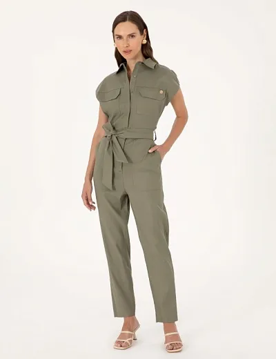 Комбинезон с добавлением льна - G022SZ0320PAYNE Платье жен. (VR027, 36)